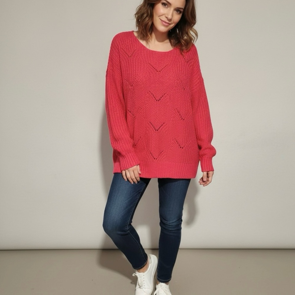 Vibrant Pink Crew Neck Sweater